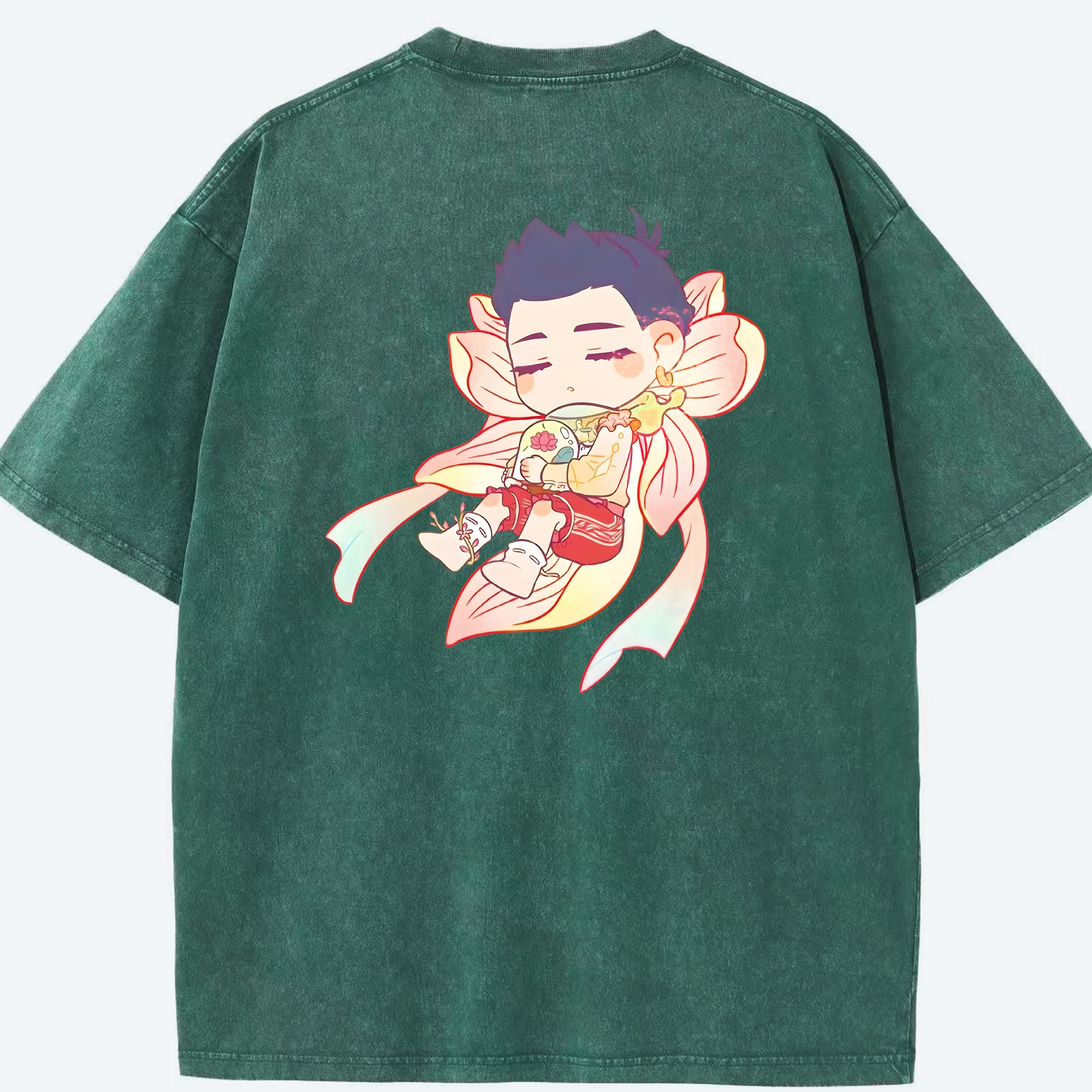 （画像用） Ne Zha 2 ナタ 魔童の大暴れ 綿100% ヴィンテージ風 半袖Tシャツ（背面プリント）